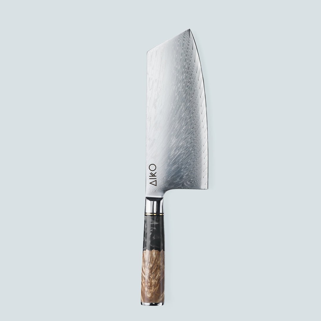 Aiko Black (あいこ あいこ, アイコ) Cuchillo de acero Damasco con mango de resina negra de color