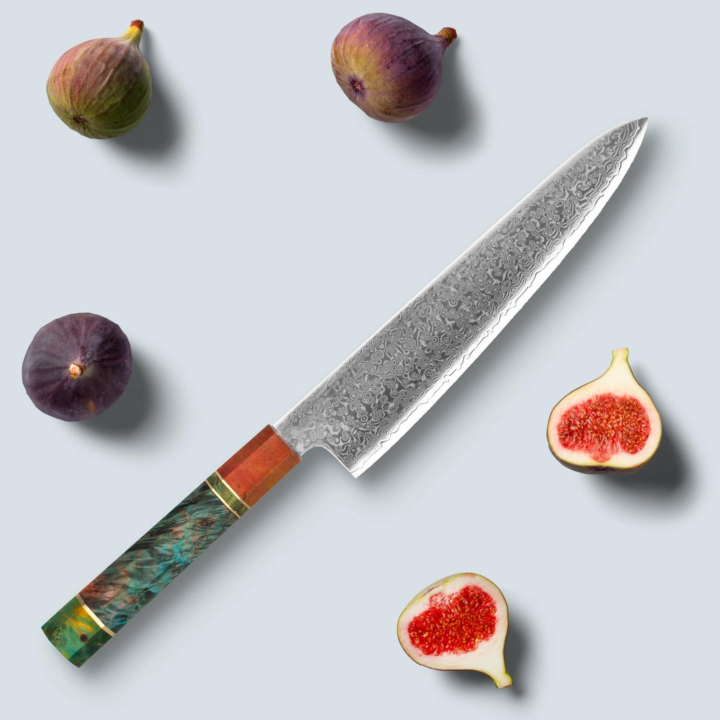 Ichika (いちか いちか いちか いちか いちか いちか いちか) Damasco de acero con mango octogonal de color