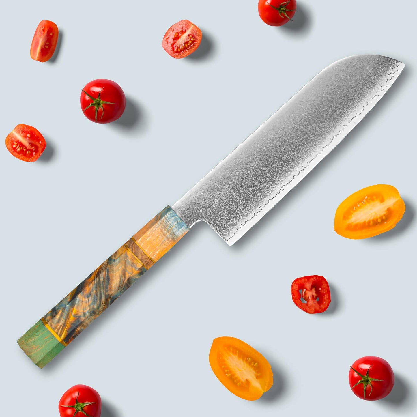 Ichika (いちか いちか いちか いちか いちか いちか いちか) Damasco de acero con mango octogonal de color