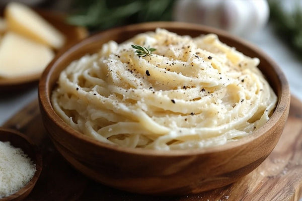 Salsa de pasta blanca cremosa decadente con ajo