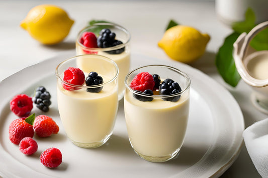 Posset de limón cremoso con bayas frescas