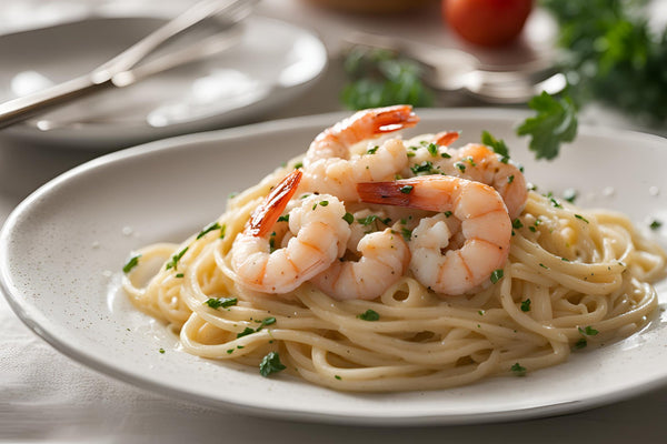 Linguina de camarones de ajo cremoso