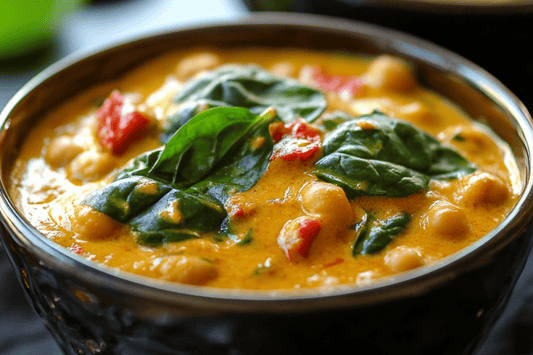 Creamy Vegetarian Chickpea and Spinach Curry with Coconut Milk