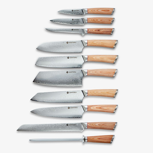 Haruta (はるた) 10 PCS Set VG10 Damasco Steel Kitchen Knives