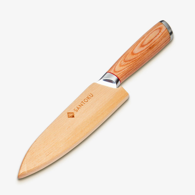 Haruta Cuchillo multiusos japonés de acero damasco VG10 de 5 pulgadas con mango de madera y funda