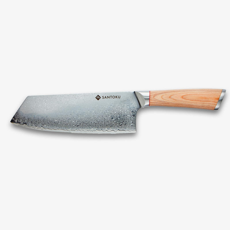 Haruta Cuchillo Nakiri de acero damasco japonés VG10 de 7,7 pulgadas con mango de madera y vaina