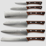 Yuhi 6-Piece Damascus-Pattern Kitchen Knife Set with Pakkawood Handles & Gift Box