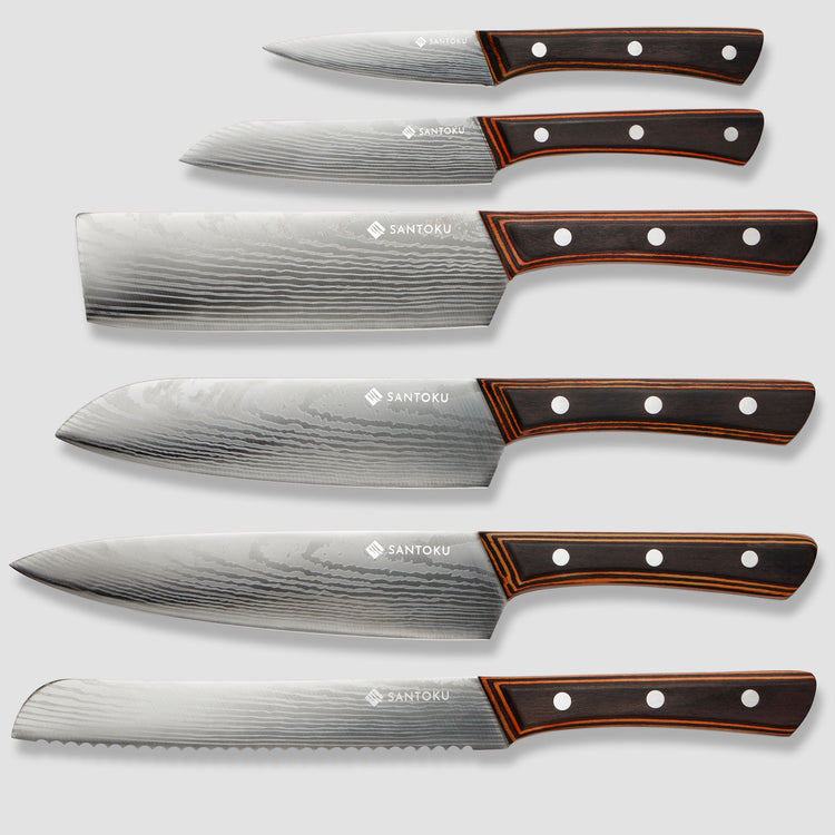 Yuhi 6-Piece Kitchen Knife Set with Pakkawood Handles & Gift Box