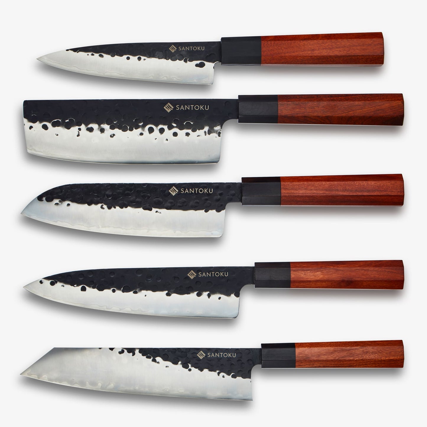 Serie de cuchillos Minato con soporte de cuchillo magnético de madera acacia