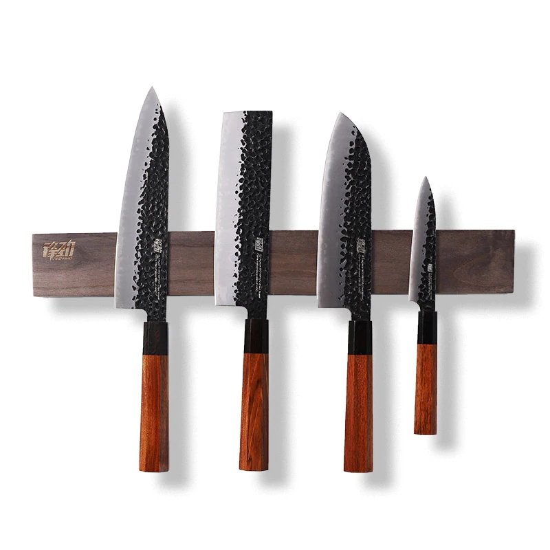Rack de cuchillos de madera magnética