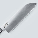 Cuchillo Aiko de Acero Damasco Azul con Mango de Resina de Color Azul