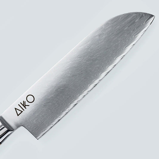AIKO Azul (あいこ あいこ アイコ アイコ アイコ アイコ) Cuchillo de acero Damasco con mango de resina azul de color